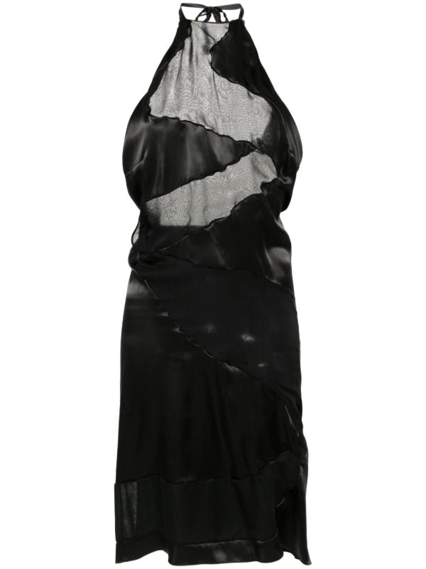 browns FEBEN Black Spiral Silk Midi Dress | Browns Cocktail & Party Dresses