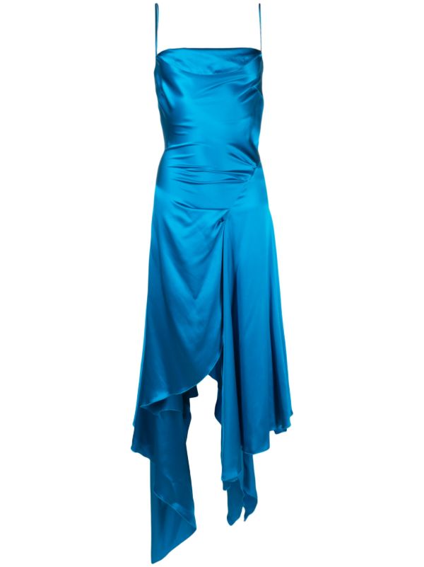 browns FEBEN blue Cowl asymmetric silk dress | Browns Cocktail & Party Dresses