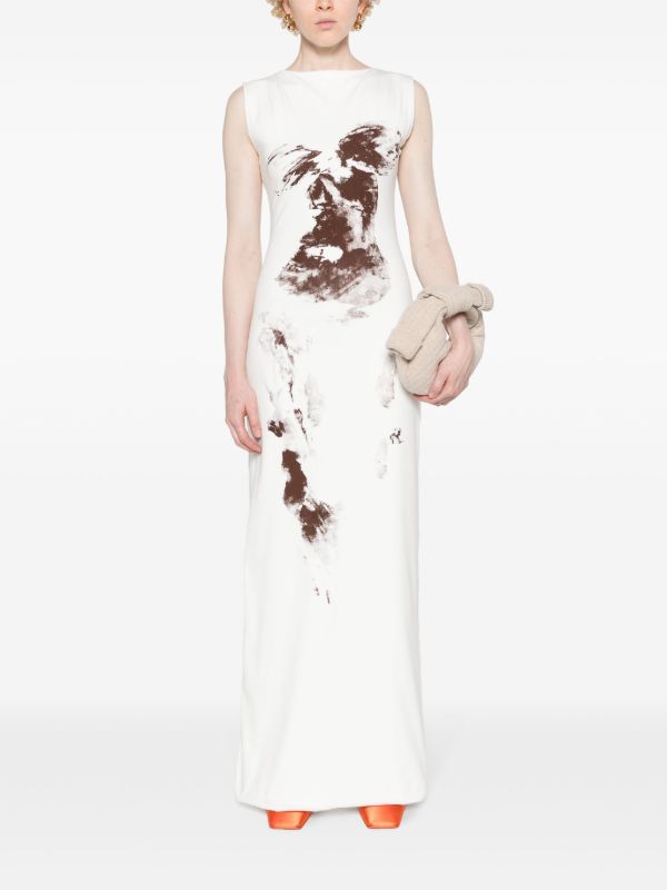 Browns FEBEN White Abstract-Print Cotton Maxi Dress | Browns Evening Dresses