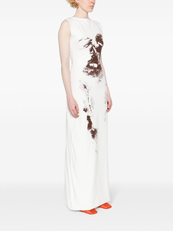 Browns FEBEN White Abstract-Print Cotton Maxi Dress | Browns Evening Dresses