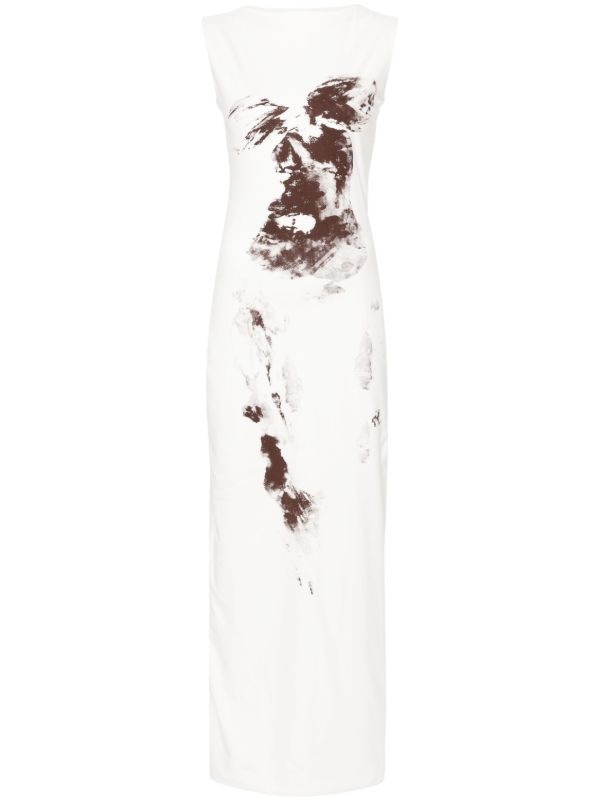 browns FEBEN White Abstract-Print Cotton Maxi Dress | Browns Evening Dresses