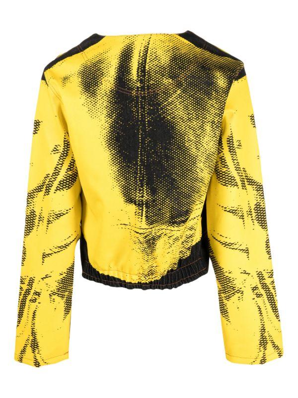 Browns FEBEN Yellow Charriot Printed Biker Jacket | Browns Biker Jackets
