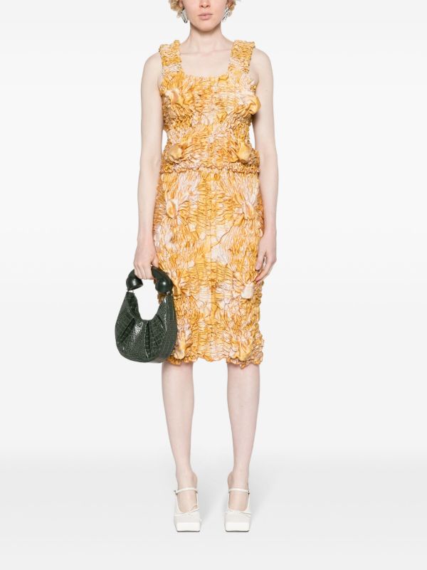 Browns FEBEN Yellow Tie-Dye Shirred Midi Skirt | Browns Straight Skirts