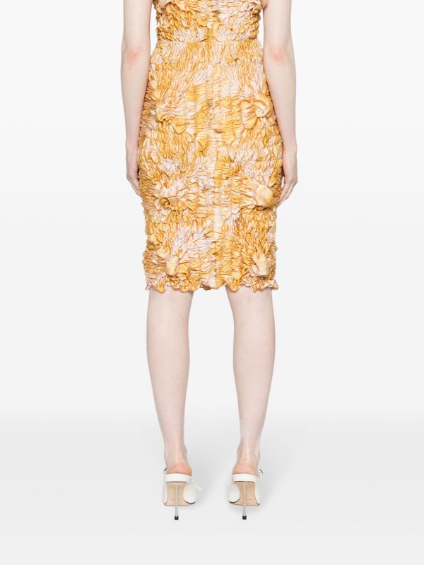 Browns FEBEN Yellow Tie-Dye Shirred Midi Skirt | Browns Straight Skirts