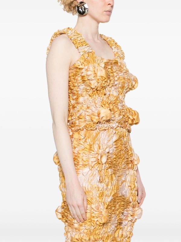 Browns FEBEN Yellow Tie-Dye Shirred Top | Browns Vests & Tank Tops