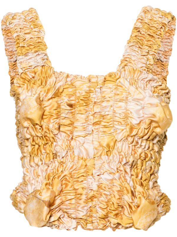 browns FEBEN Yellow Tie-Dye Shirred Top | Browns Vests & Tank Tops
