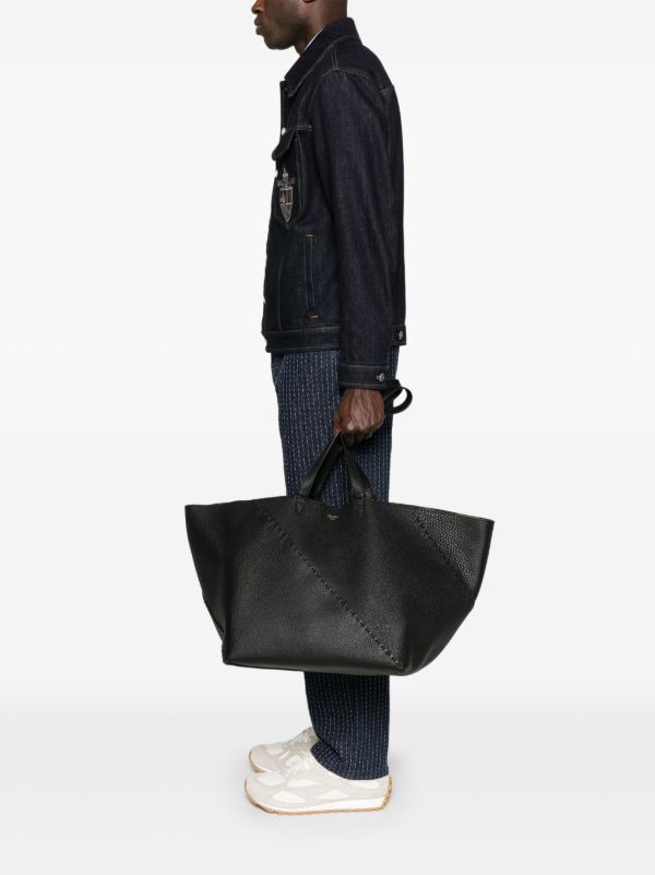 Browns FENDI Black Large Selleria Diagonal Shopper Tote Bag | Browns Tote Bags