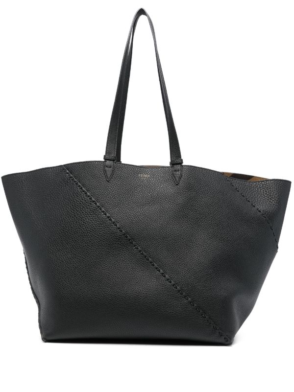 browns FENDI Black Large Selleria Diagonal Shopper Tote Bag | Browns Tote Bags