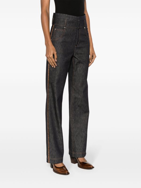 Browns FENDI Blue High-Waist Straight Jeans | Browns Straight-Leg Jeans