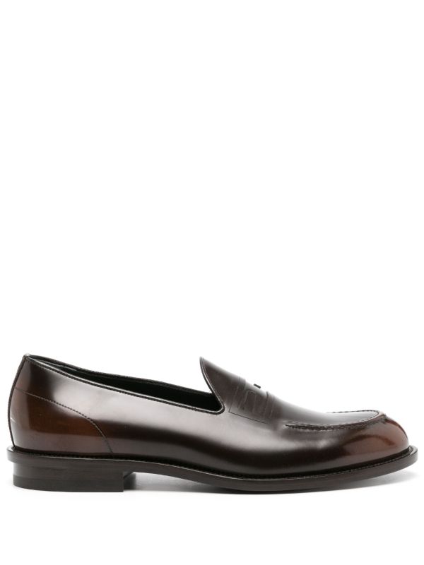 browns FENDI Brown Baguette Leather Loafers | Browns Loafers