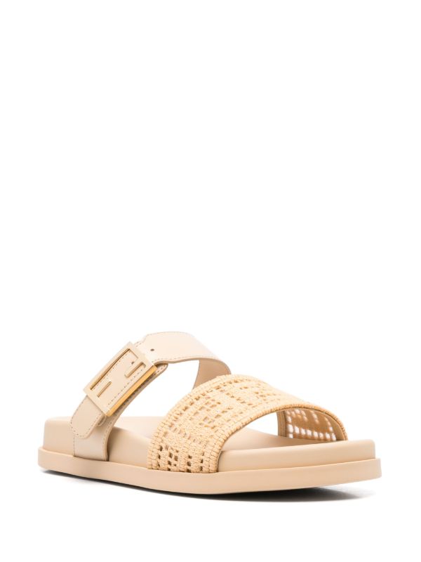 Browns FENDI Raffia FF-embroidered Sandals | Browns Sandals