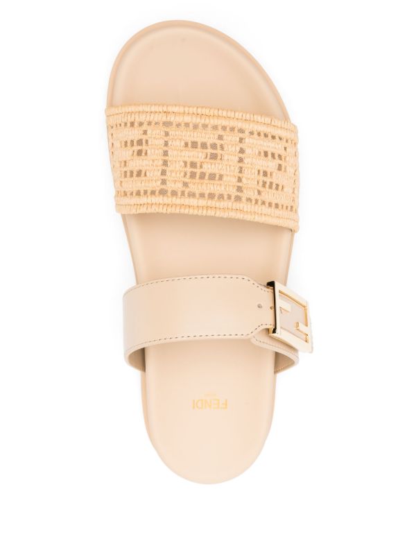 Browns FENDI Raffia FF-embroidered Sandals | Browns Sandals