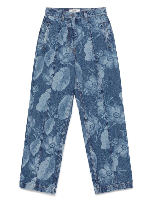 browns FENDI Sea Garden-motif jeans | Browns Wide-Leg Jeans