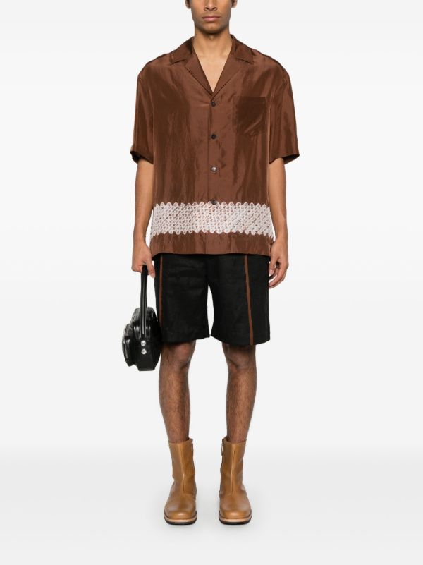 Browns Feng Chen Wang Black Contrast Stripe Bermuda Shorts | Browns Bermuda Shorts