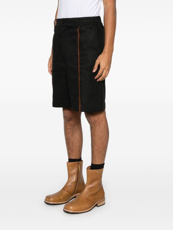 Browns Feng Chen Wang Black Contrast Stripe Bermuda Shorts | Browns Bermuda Shorts