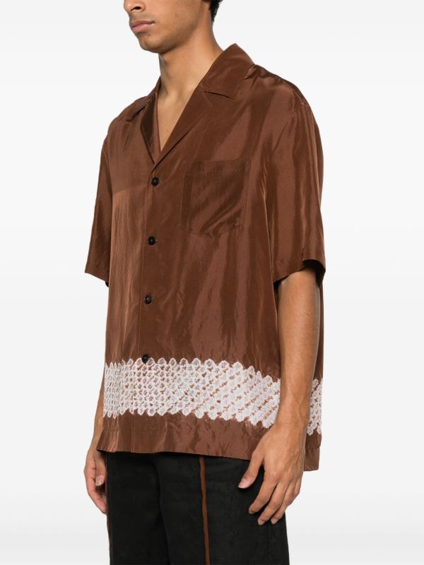 Browns Feng Chen Wang Brown Contrast Stripe Silk Shirt | Browns Shirts