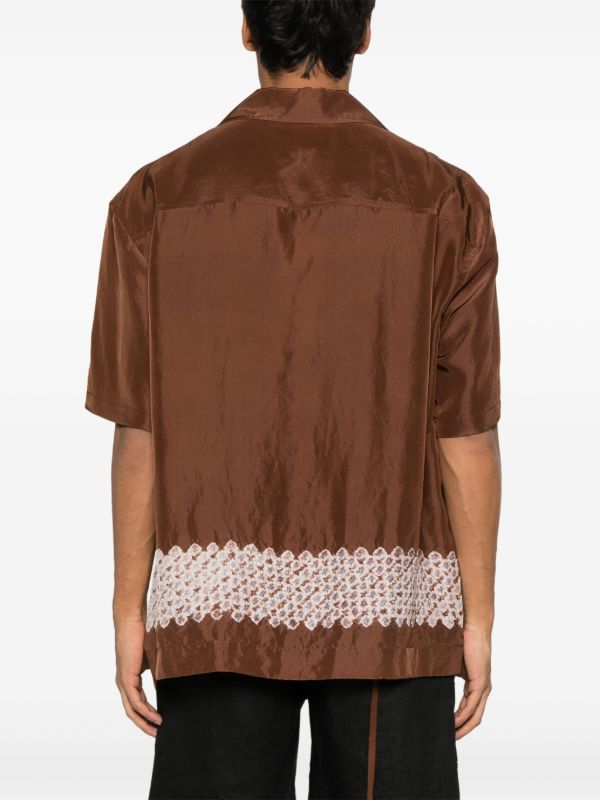 Browns Feng Chen Wang Brown Contrast Stripe Silk Shirt | Browns Shirts