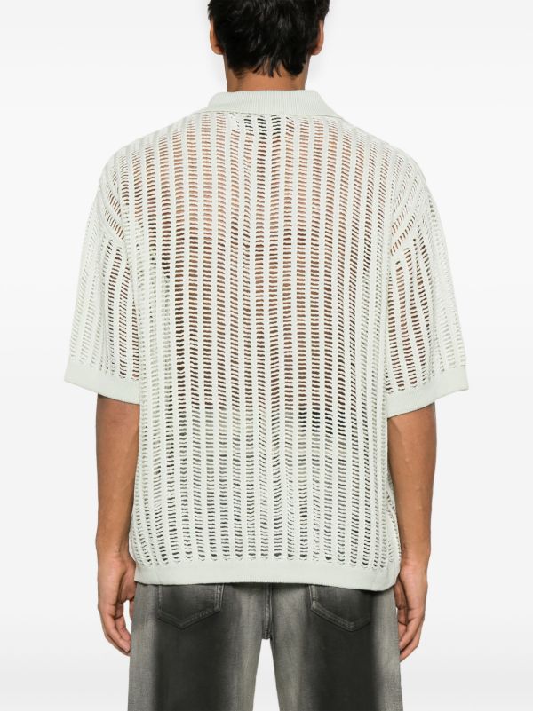 Browns Feng Chen Wang Green Knit Polo Shirt | Browns Polo Shirts