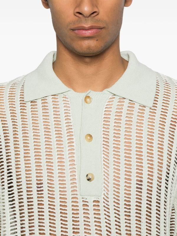 Browns Feng Chen Wang Green Knit Polo Shirt | Browns Polo Shirts