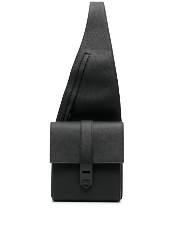 browns Ferragamo Black Asymmetric Shoulder Bag | Browns Shoulder Bags