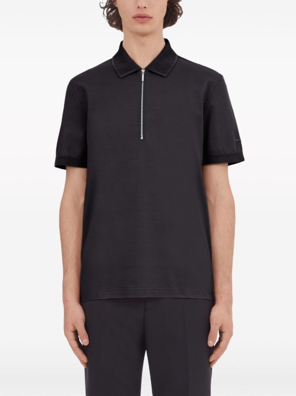 Browns Ferragamo Black Cotton Polo Shirt | Browns Polo Shirts
