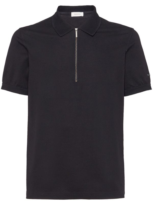 browns Ferragamo Black cotton polo shirt | Browns Polo Shirts