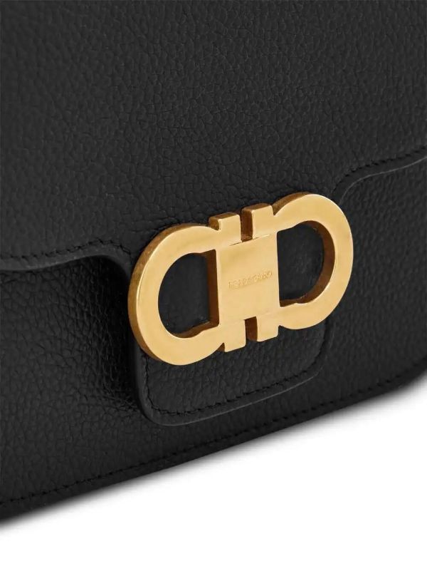 Browns Ferragamo Black Double Gancini Cross Body Bag | Browns Shoulder Bags