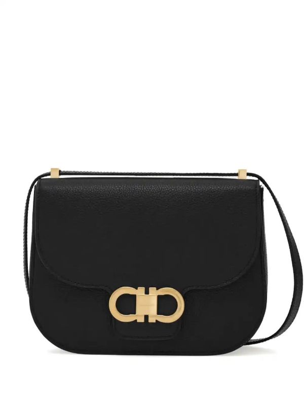 browns Ferragamo Black Double Gancini Cross Body Bag | Browns Shoulder Bags