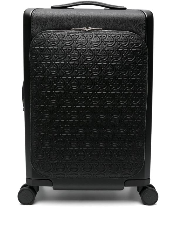 browns Ferragamo Black Gancini Embossed Leather Suitcase | Browns Luggage & Holdalls