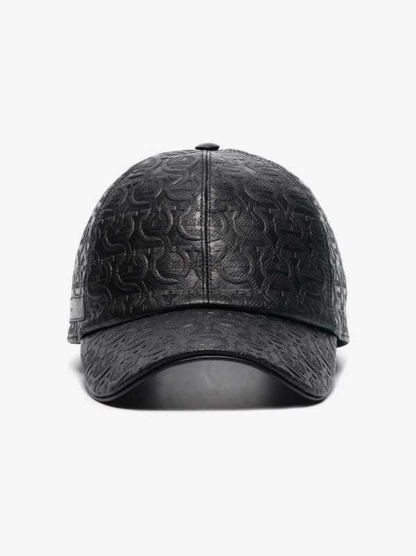 browns Ferragamo Black Gancini Leather Baseball Cap | Browns Hats