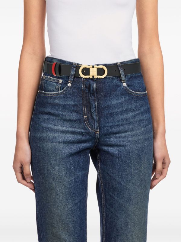 Browns Ferragamo Black Gancini Reversible Leather Belt | Browns Belts