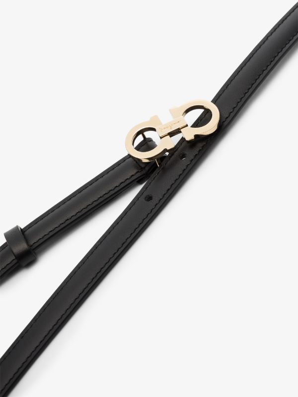 Browns Ferragamo Black Gancini Slim Leather Belt | Browns Belts