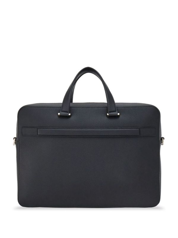 Browns Ferragamo Black Monogram Embossed Leather Briefcase | Browns Laptop Bags & Briefcases