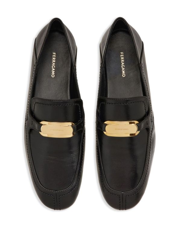 Browns Ferragamo Black New Vara Leather Loafers | Browns Loafers