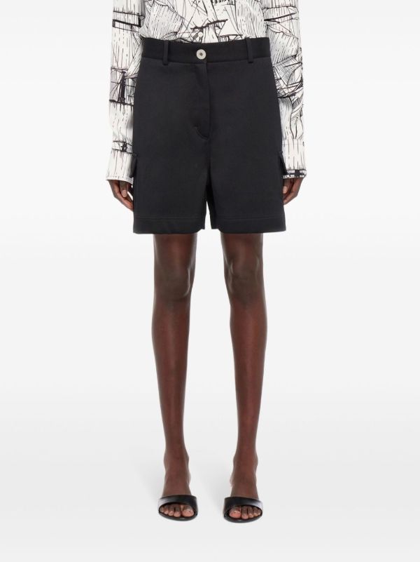 Browns Ferragamo Black Utility Wool Cargo Shorts | Browns Knee-Length Shorts