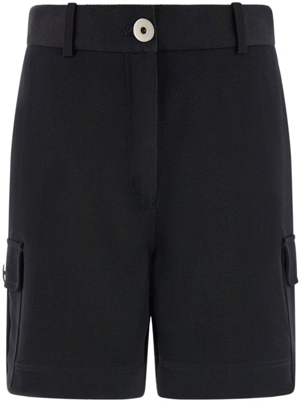 browns Ferragamo Black Utility Wool Cargo Shorts | Browns Knee-Length Shorts