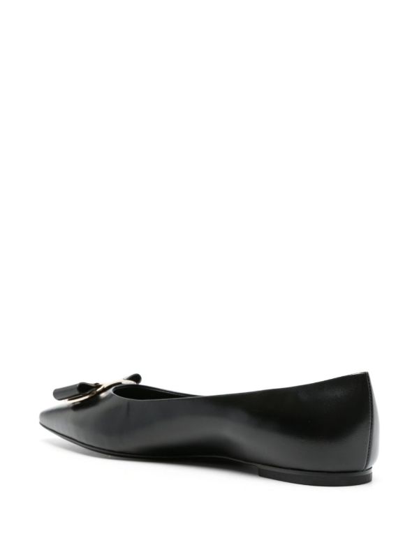 Browns Ferragamo Black Vara Leather Ballet Pumps | Browns Ballerina Shoes