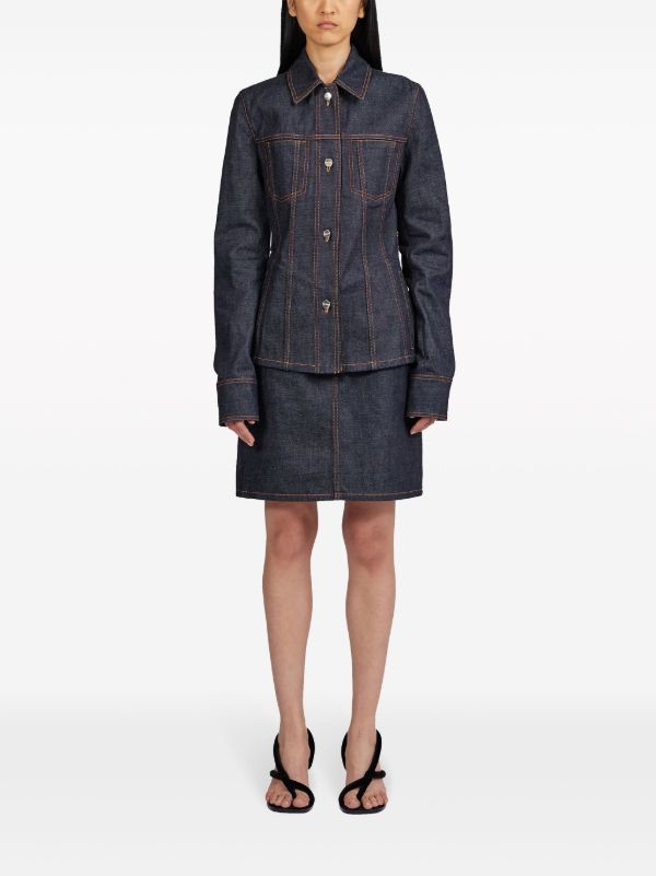 Browns Ferragamo Blue Contrast-Stitching Denim Jacket | Browns Denim Jackets