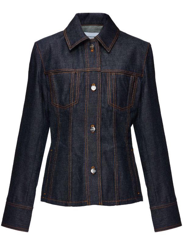 browns Ferragamo Blue Contrast-Stitching Denim Jacket | Browns Denim Jackets