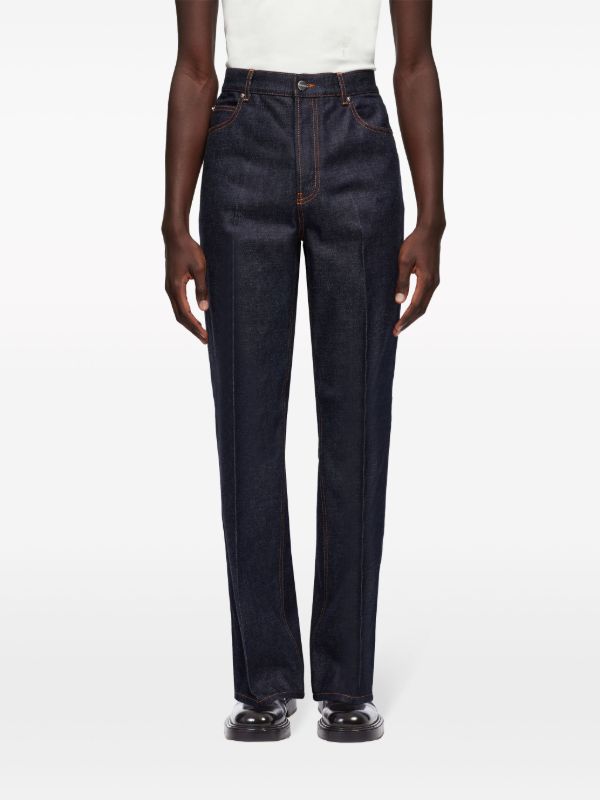 Browns Ferragamo Blue High-Rise Straight Jeans | Browns Regular & Straight-Leg Jeans
