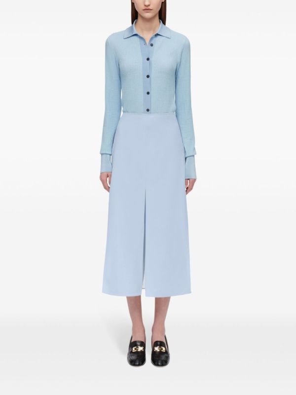 Browns Ferragamo Blue Layered Midi Skirt | Browns High-Waisted Skirts