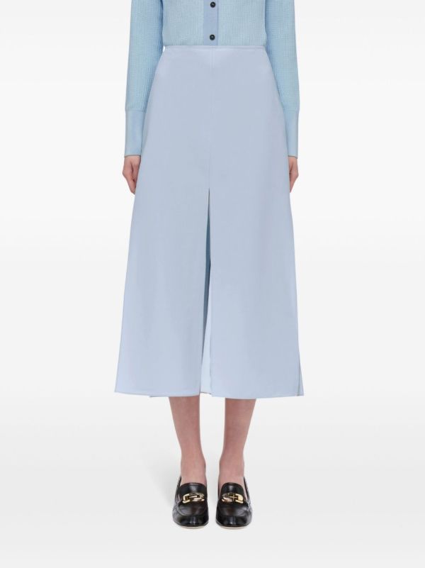 Browns Ferragamo Blue Layered Midi Skirt | Browns High-Waisted Skirts