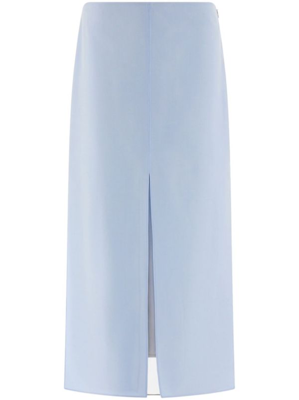 browns Ferragamo Blue Layered Midi Skirt | Browns High-Waisted Skirts