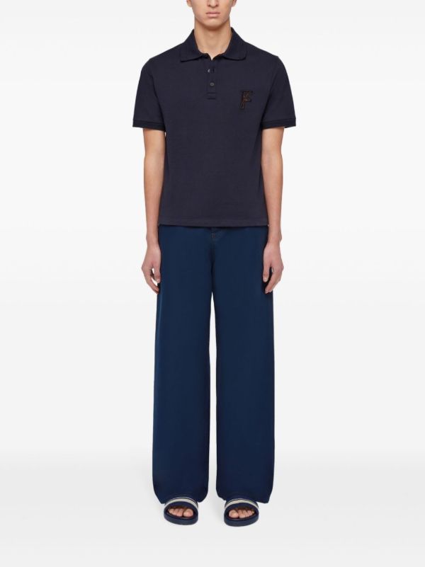 Browns Ferragamo Blue Logo-Embroidered Polo Shirt | Browns Polo Shirts