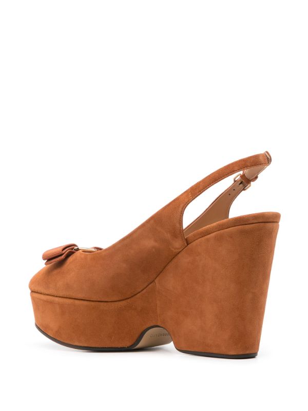 Browns Ferragamo Brown Vara Suede Wedge Sandals | Browns Pumps