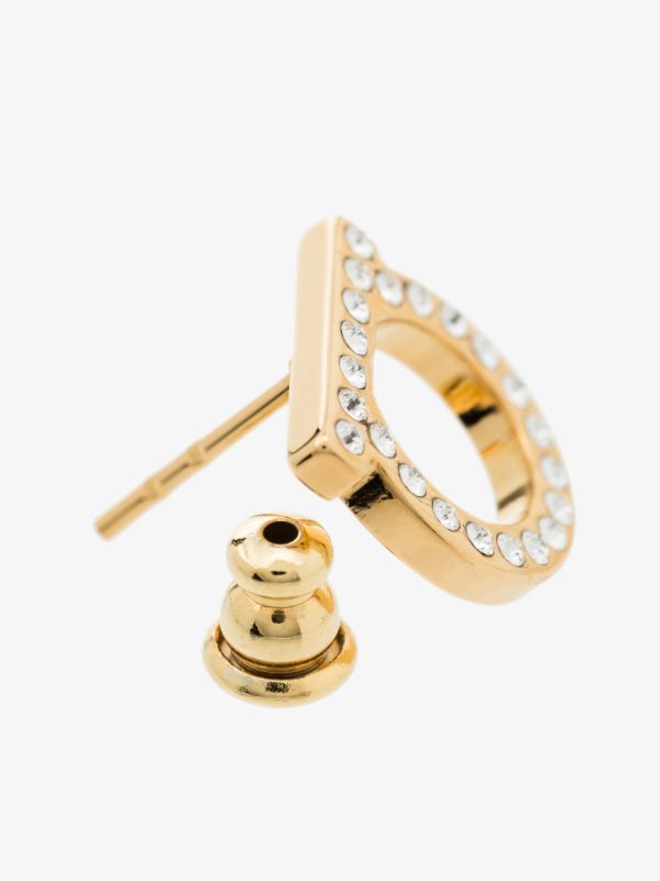 Browns Ferragamo Gold Tone Gancini Crystal Earrings | Browns Earrings