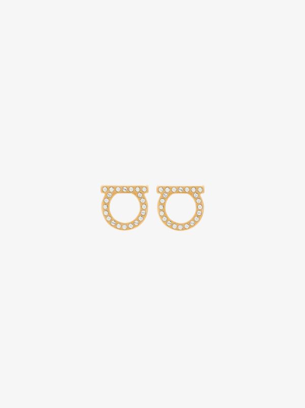 browns Ferragamo gold tone Gancini crystal earrings | Browns Earrings