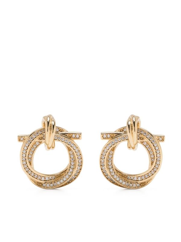 browns Ferragamo Gold Tone Gancini crystal-embellished earrings | Browns Earrings