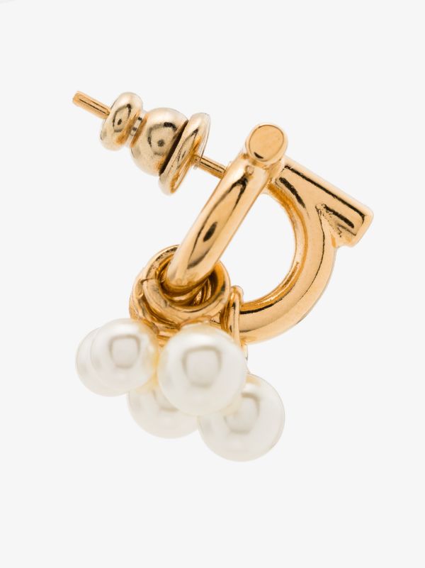 Browns Ferragamo Gold Tone Gancini Pearl Stud Earrings | Browns Earrings