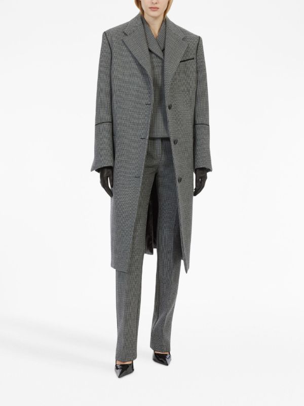 Browns Ferragamo Grey Checked Single-Breasted Coat | Browns Single Breasted Coats